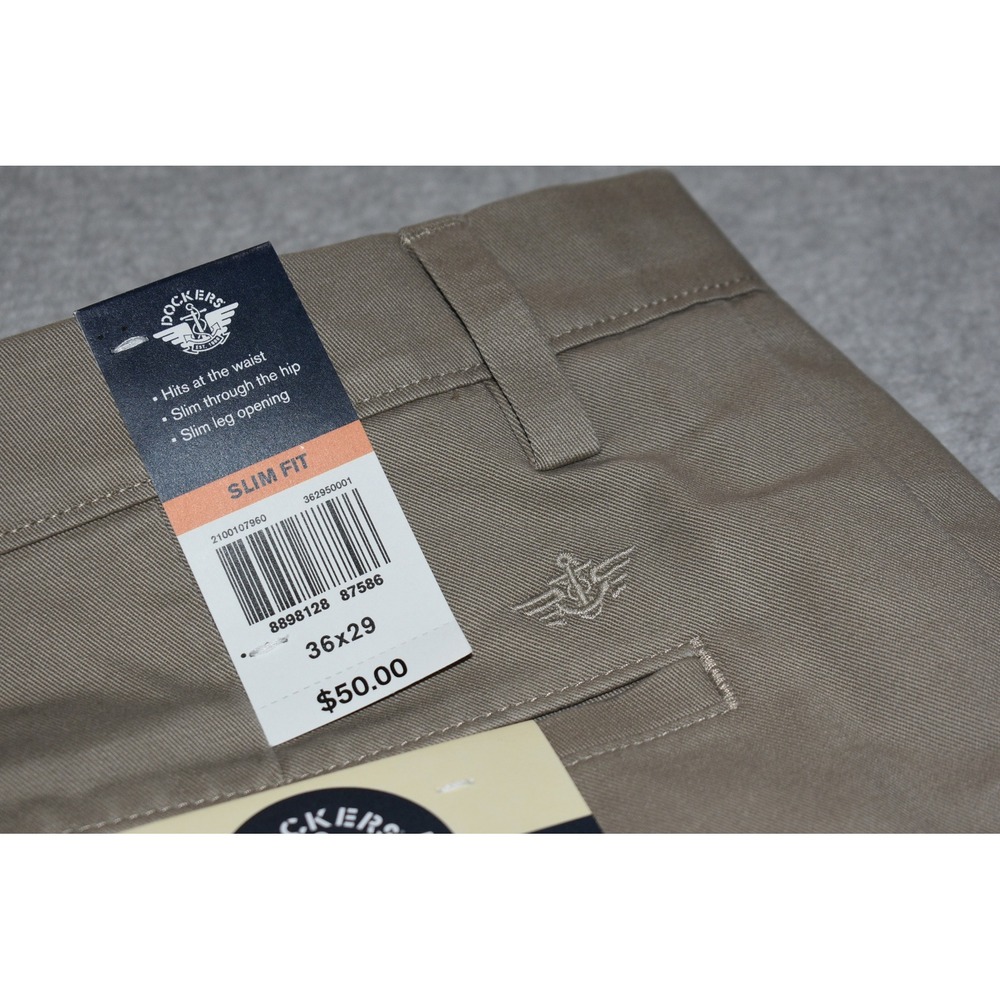 Dockers Easy Khaki Slim Fit Men 36x28 Tan Stretch Flat Front Chino Pants NEW ** - Picture 7 of 8